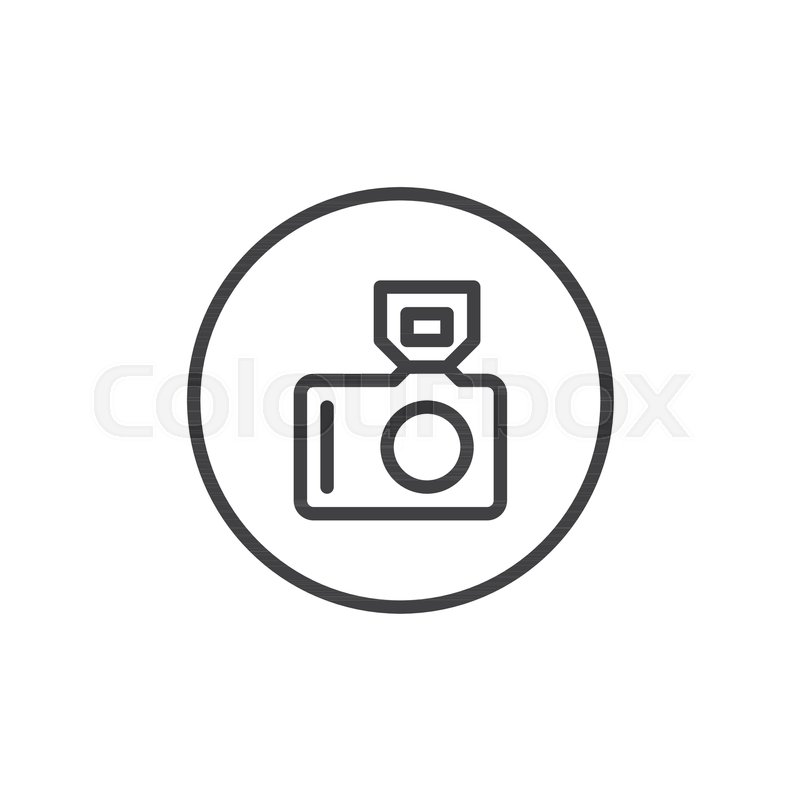 800x800 Photo Camera With Flash Line Icon, Outline Vector Sign, Linear