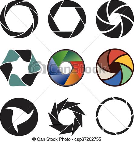 443x470 Set Of Camera Shutter Icons. Vector Illustration.