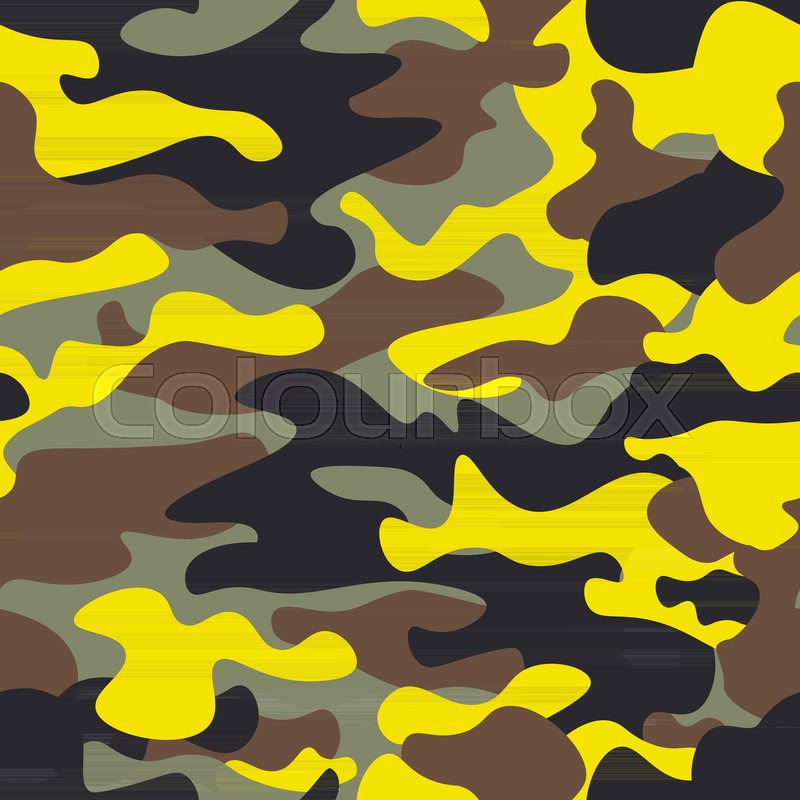 800x800 Seamless Fashion Wide Woodland And Yellow Camo Pattern Vector