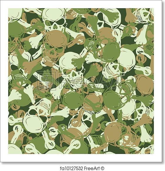 561x581 Free Art Print Of Vector. Seamless Skull Camouflage Pattern