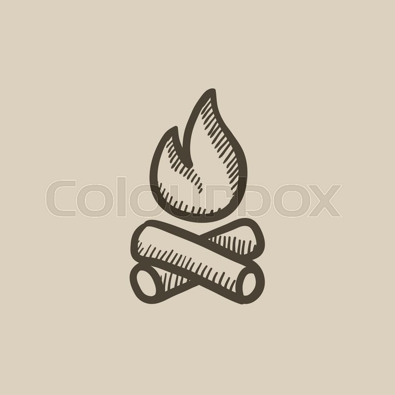 800x800 Campfire Vector Sketch Icon Isolated On Background. Hand Drawn