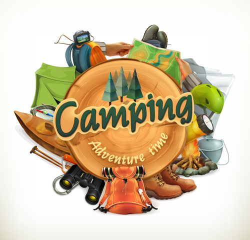 500x480 Retro Camping Labels Vectors 01 Free Download