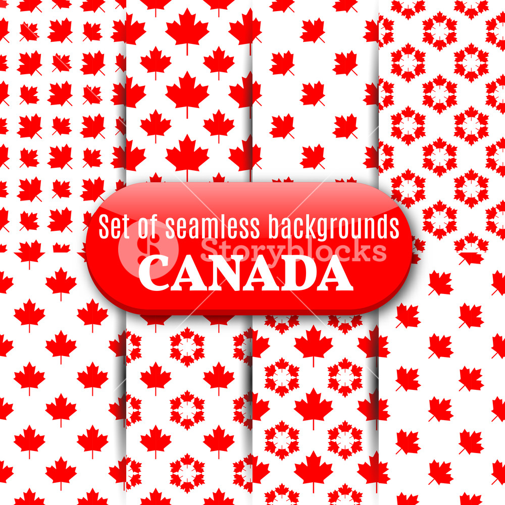 1000x1000 Set Of Abstract Canadian Backgrounds. Seamless Pattern From