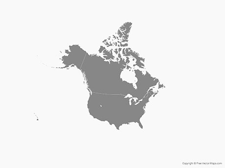 460x345 Vector Map Of North America With The United States And Canada