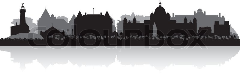 800x248 Victoria Canada City Skyline Silhouette Vector Illustration
