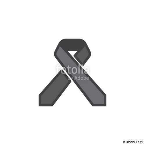 500x500 Cancer Awareness Ribbon Filled Outline Icon, Line Vector Sign