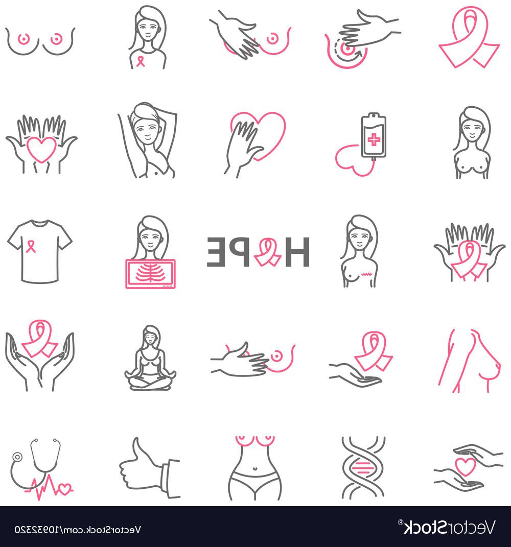 1000x1071 Hd Outline Web Icons Set Breast Cancer Pink Ribbon Vector Image