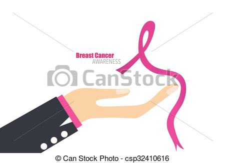 450x327 Breast Cancer Awareness Pink Ribbon. Vector Illustration.
