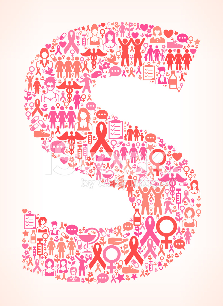 744x1024 Letter S Breast Cancer Awareness Royalty Free Vector Art Pattern