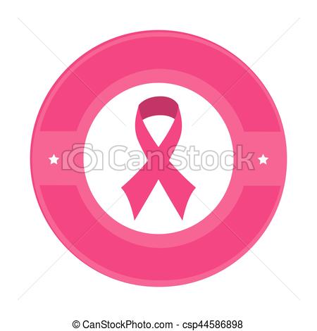 450x470 Circular Emblem Pink With Symbol Breast Cancer Vector Illustration.