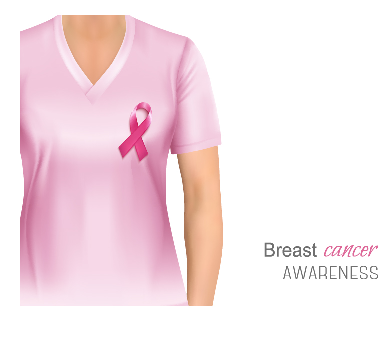 757x686 Pink T Shirt With Ribbon And Breast Cancer Background Vector 02