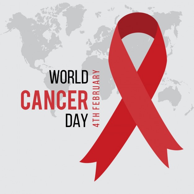 626x626 Background With A Big Blue Ribbon, World Cancer Day Vector Free
