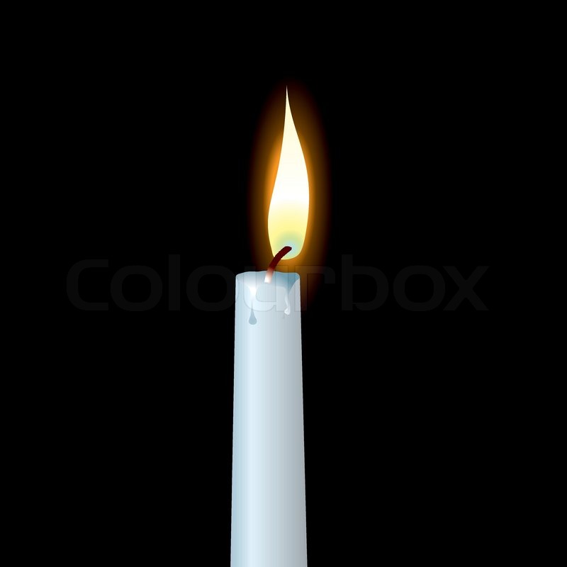 800x800 White Candle With Wax Dribble And Buring Flame Stock Vector
