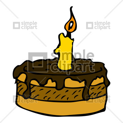 400x400 Cartoon Chocolate Cake With One Candle Vector Image