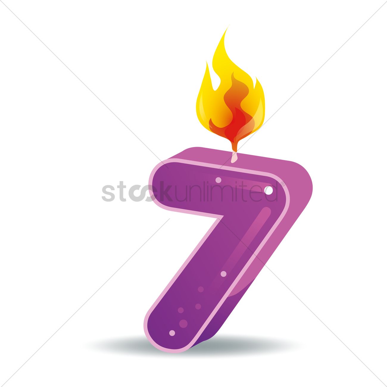 1300x1300 Free Number 7 Candle Vector Image