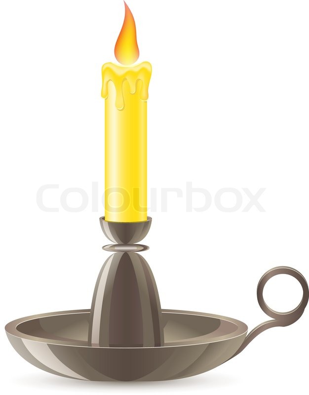 626x800 Conflagrant Candle Is In A Candlestick Vector Illustration Stock