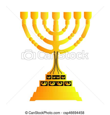 450x470 Isolated Golden Candlestick On A White Background, Vector