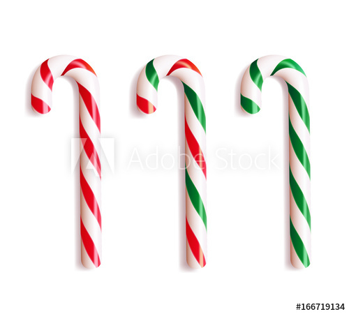 500x450 Set Of Realistic Christmas Candy Cane. Vector Illustration Icon