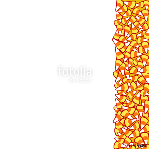 500x500 Candy Corn Border, Isolated On White. Halloween Vector Frame. Hand