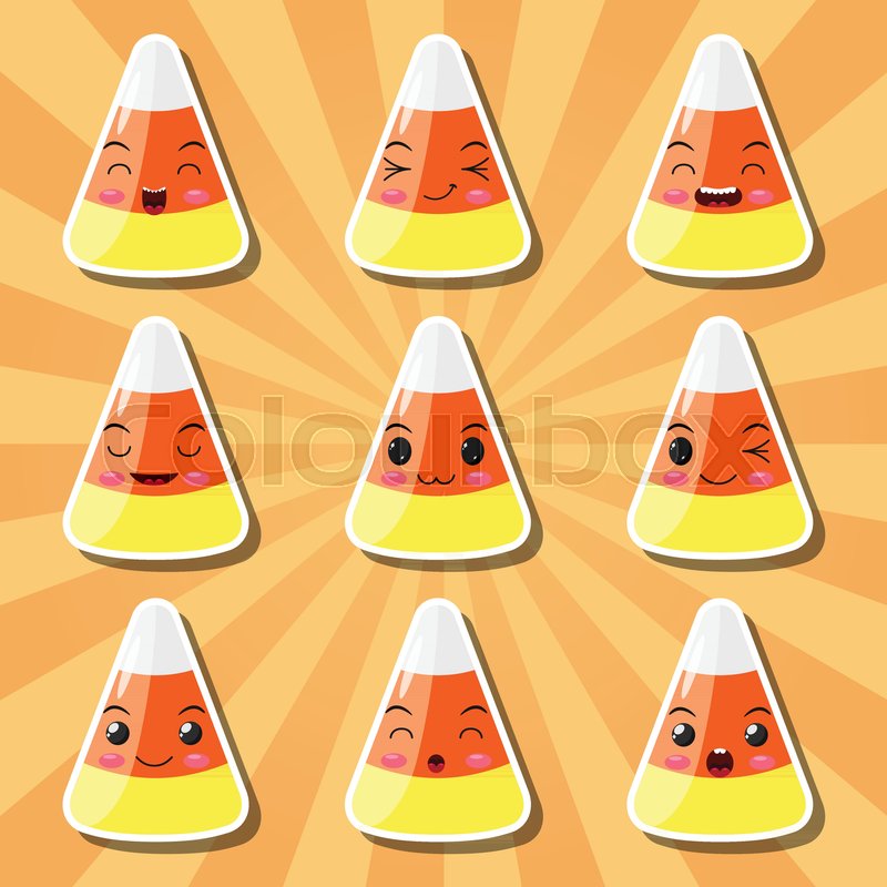 800x800 Illustration Of Collection Of Cartoon Candy Corn Smileys Stock