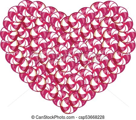 450x398 Candy Heart Made Of Pink And White Lollipops And Sweets Isolated