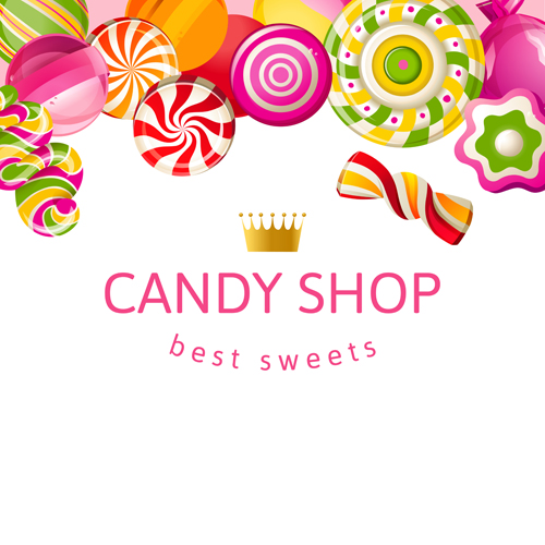500x500 Candy Shop Background With Crown Vector 04 Free Download