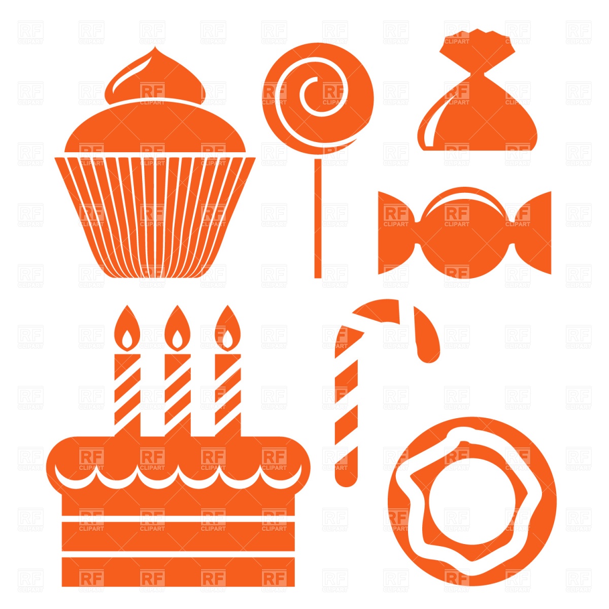 1200x1200 Sweets Icon Set, Cake And Candies Vector Image Vector Artwork Of