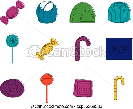 450x368 Candy Icon Set, Color Outline Style. Candy Icon Set. Color Outline