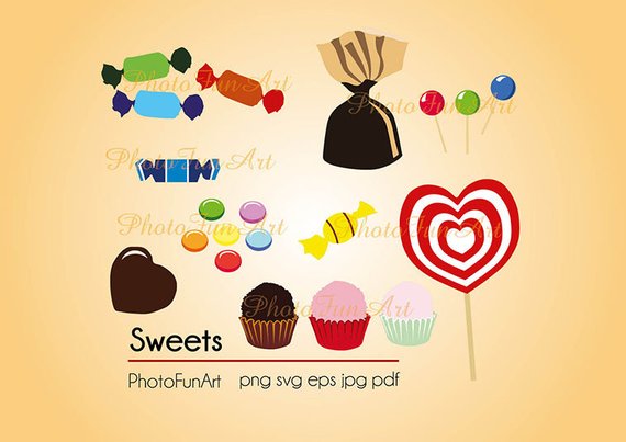 570x403 Sweets Svg Clipart Candy Svg Candies Vector Graphic Art Sweets Etsy
