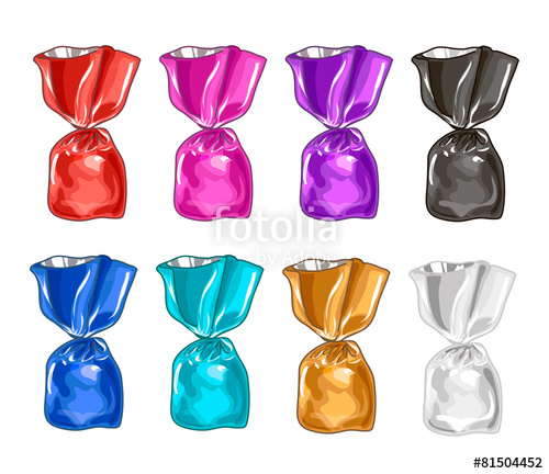 500x432 Set In Colorful Candy Wrappers. Sweets Illustration. Stock Image