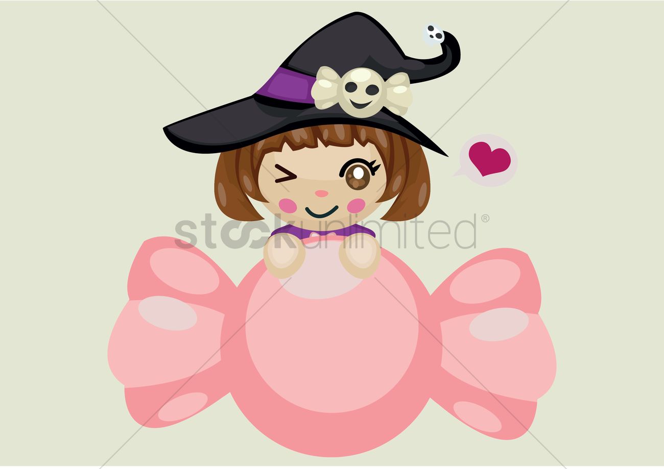 1300x919 Witch With Candy Wrapper Vector Image