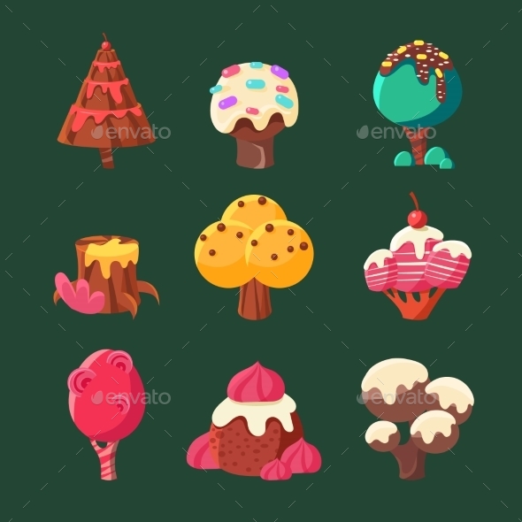 590x590 Cartoon Sweet Candy Land Collection. Vector By Top Vectors