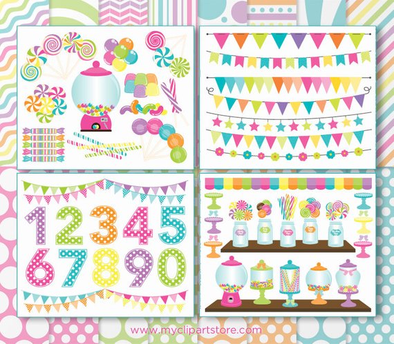 570x499 Clipart Bundle Candy Land Sweet Shoppe Gum Ball Machine Etsy