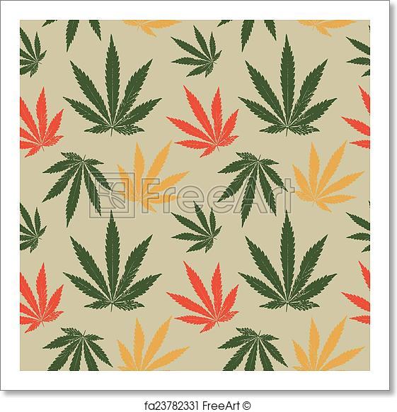 561x581 Free Art Print Of Vector Seamless Pattern Of Cannabis Leaf. Vector