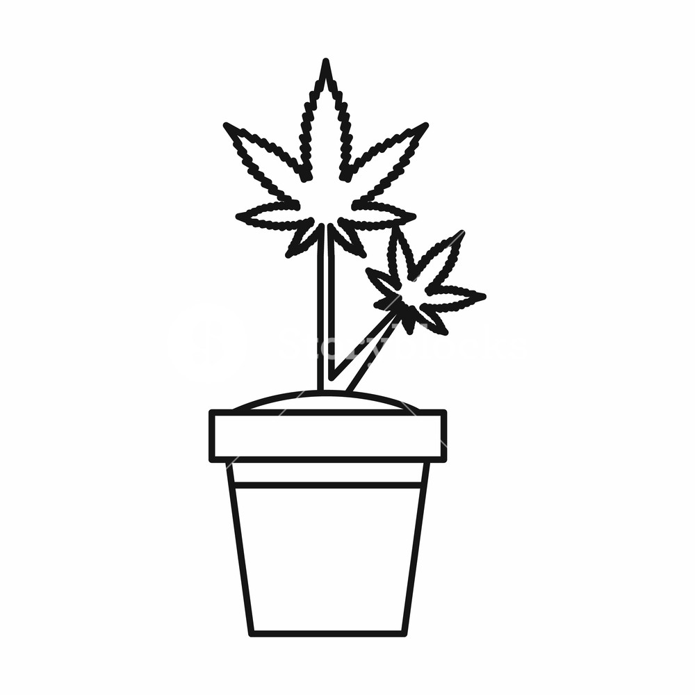 1000x1000 Marijuana Plant In Pot Icon In Outline Style Isolated On White