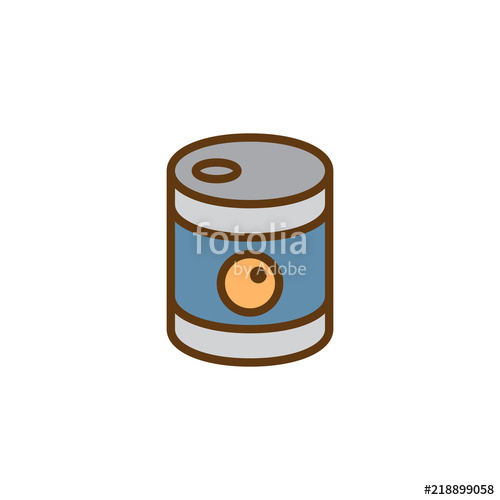 500x500 Canned Food Filled Outline Icon, Line Vector Sign, Linear Colorful