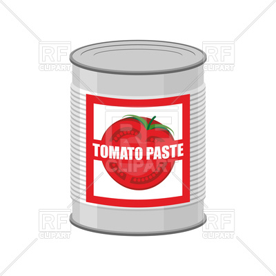 400x400 Tomato Paste Tin Can. Canned Food With Tomatoes Vector Image