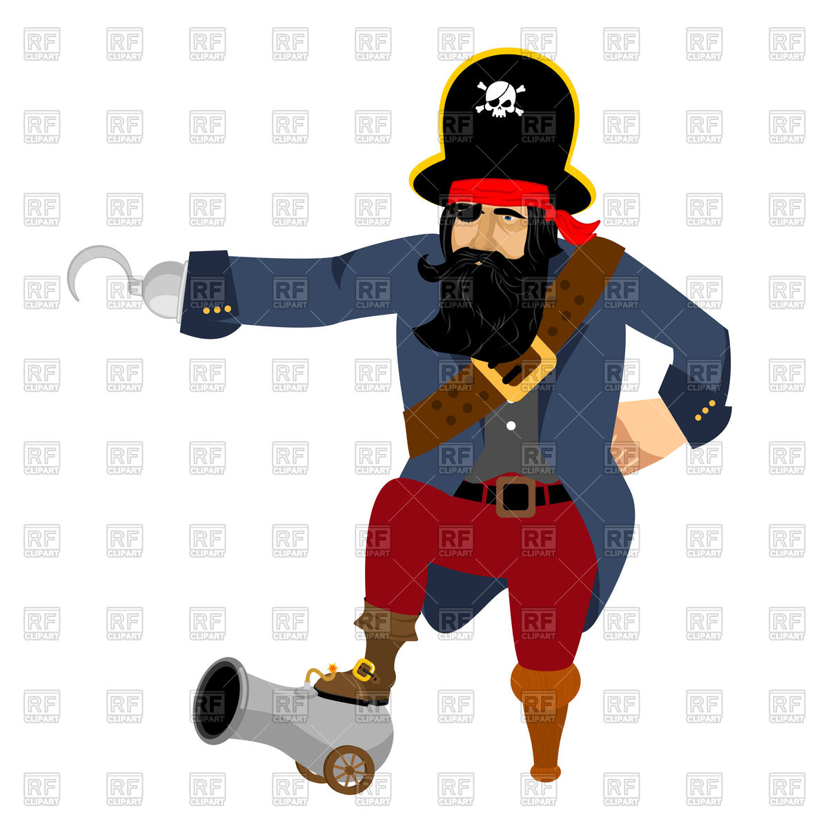 1200x1200 Pirate With Hook And Cannon Vector Image Vector Artwork Of