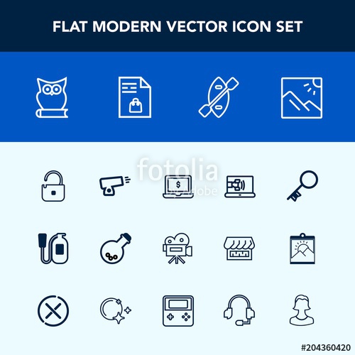 500x500 Modern, Simple Vector Icon Set With Travel, Protection, Canoe