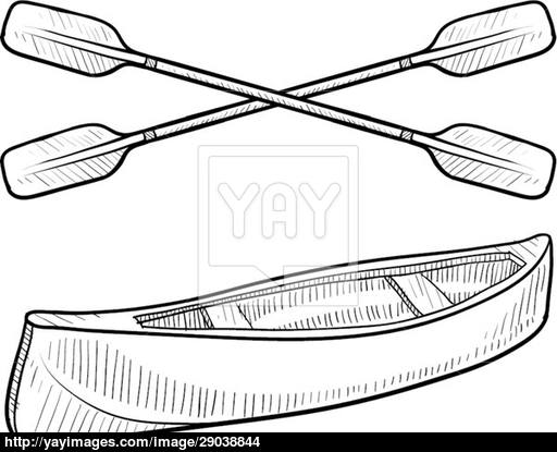 512x415 Canoe And Paddles Sketch Vector