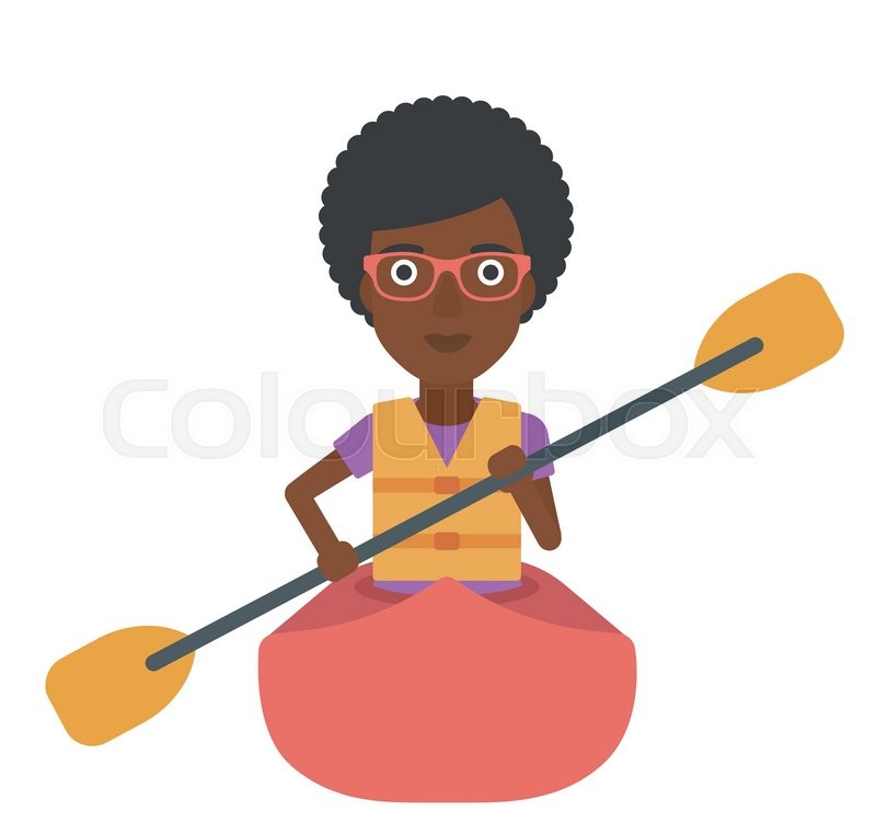 800x761 An African American Woman Riding In A Canoe Vector Flat Design