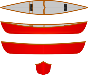 298x255 Red Canoe, Multiple Views Clip Art