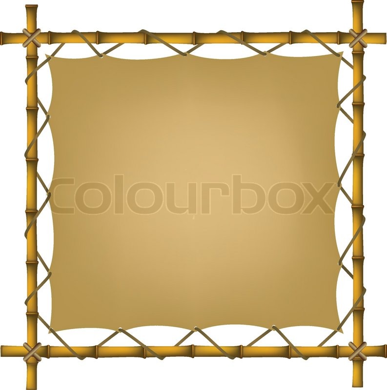 793x800 Bamboo Frame With Blank Old Canvas Stock Vector Colourbox