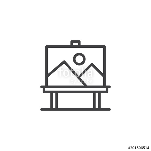 500x500 Landscape Picture On Canvas Outline Icon. Linear Style Sign For