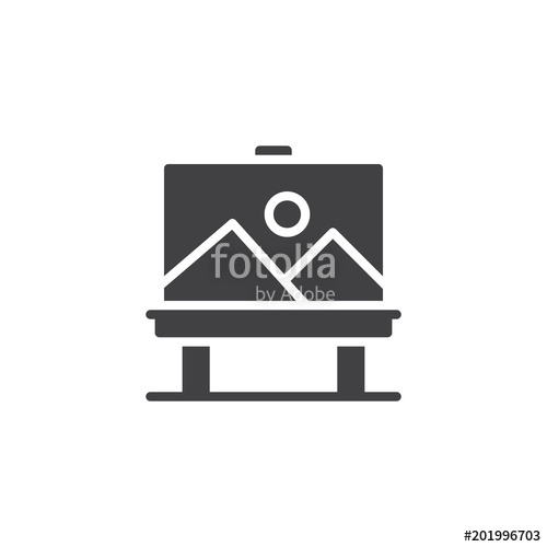 500x500 Landscape Picture On Canvas Vector Icon. Filled Flat Sign For