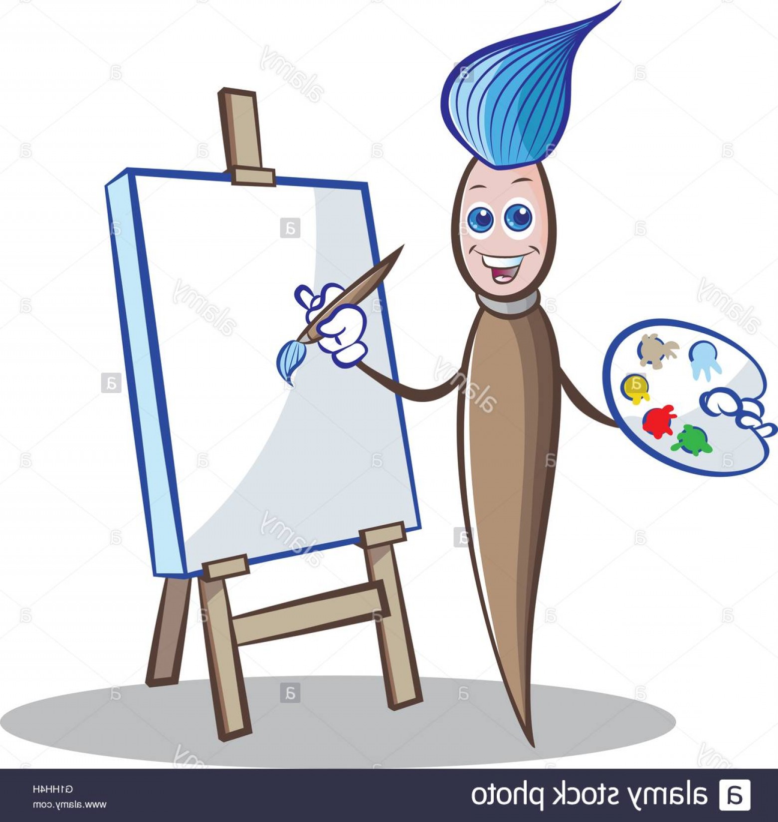1560x1648 Stock Photo Vector Illustration Of Paint Brush Mascot Painting