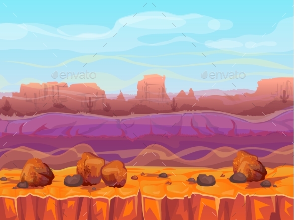 590x442 Desert Canyon Landscape Vector Illustration By Vectorpouch