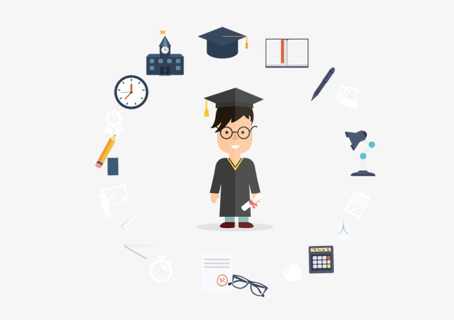 650x459 Graduates Element Vector, Graduation Gown, Dr. Cap, Notebook Png