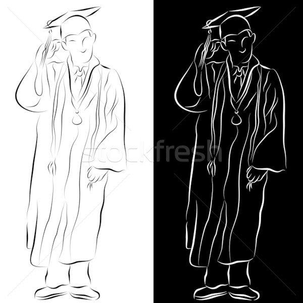 600x600 Graduation Gown Line Drawing Vector Illustration John Takai