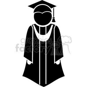 300x300 Royalty Free Black And White Outline Of Cap And Diploma 370763